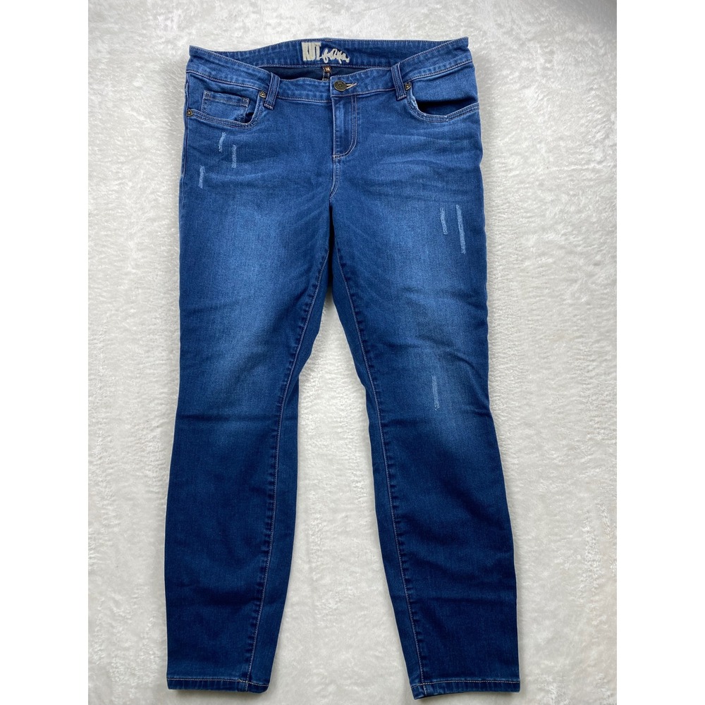 KUT from the Kloth Stevie Distressed Skinny Jeans Dark Wash Size 14